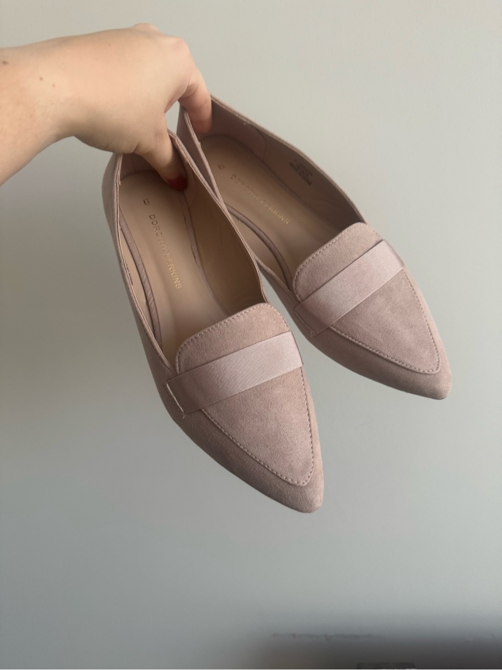 Dorothy Perkins Blush Suede Pointed Loafers